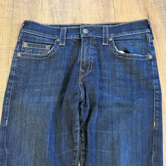 True Religion Y2K “Ricky” Jeans Men's 34 Dark Blue Wash Relaxed Straight USA - Picture 2 of 9